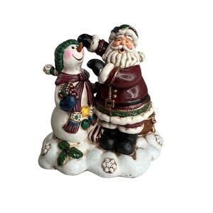 Festive Santa & Snowman Figurine‎ Vintage Christmas Holiday Decor 5”